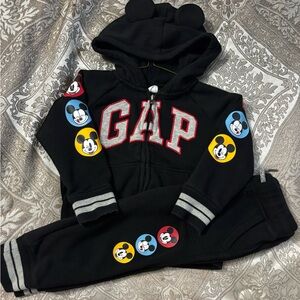 GAP Black Hoodie and Pants Set with Mickey Mouse EUC